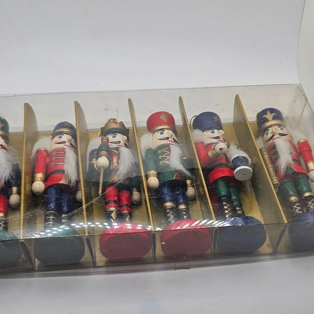 Set of 6 Wooden Nutcracker Christmas Ornaments 4.5